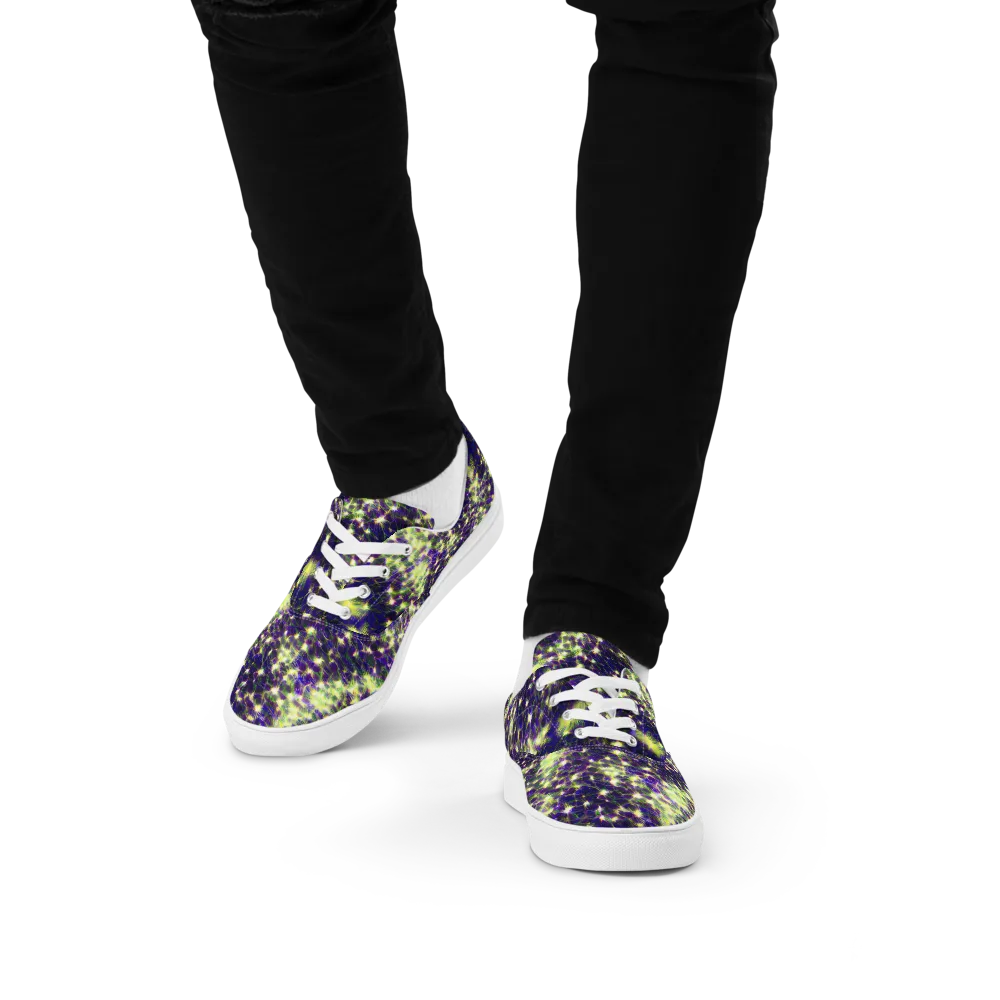 Cosmic Dandelion on Men's Lace-Up Canvas Shoes — Front
