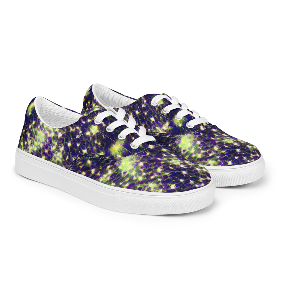 Cosmic Dandelion on Men's Lace-Up Canvas Shoes — Right Front