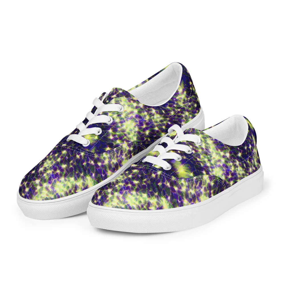 Cosmic Dandelion on Men's Lace-Up Canvas Shoes — Left Front