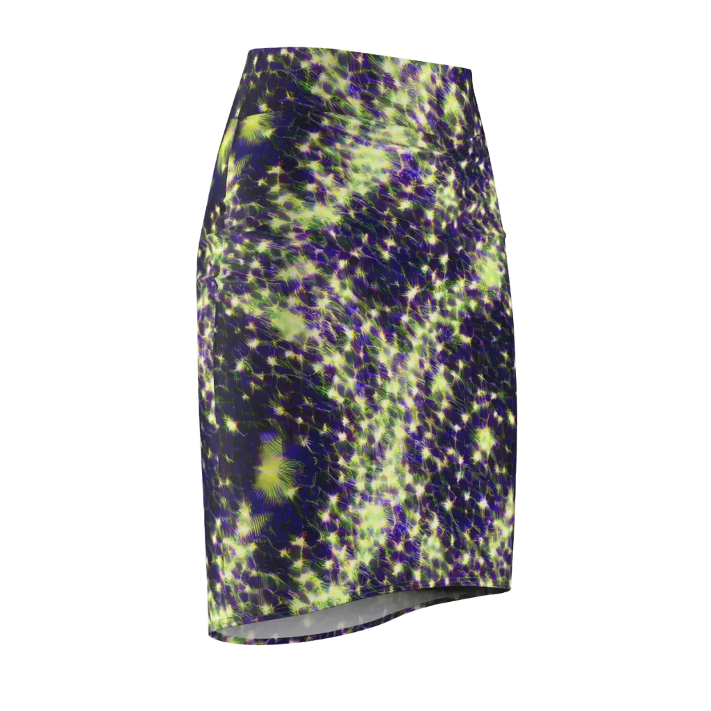 Cosmic Dandelion on Pencil Skirt — Front Side