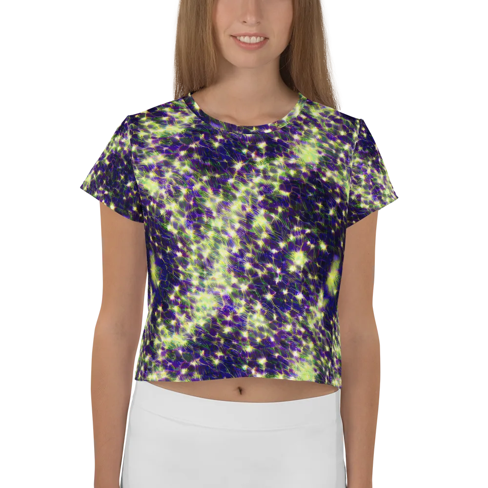 Cosmic Dandelion on Crop Tee — Front