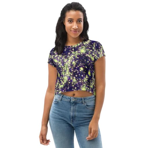 Cosmic Dandelion on a Crop Tee