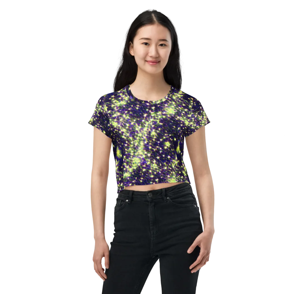 Cosmic Dandelion on Crop Tee — Front