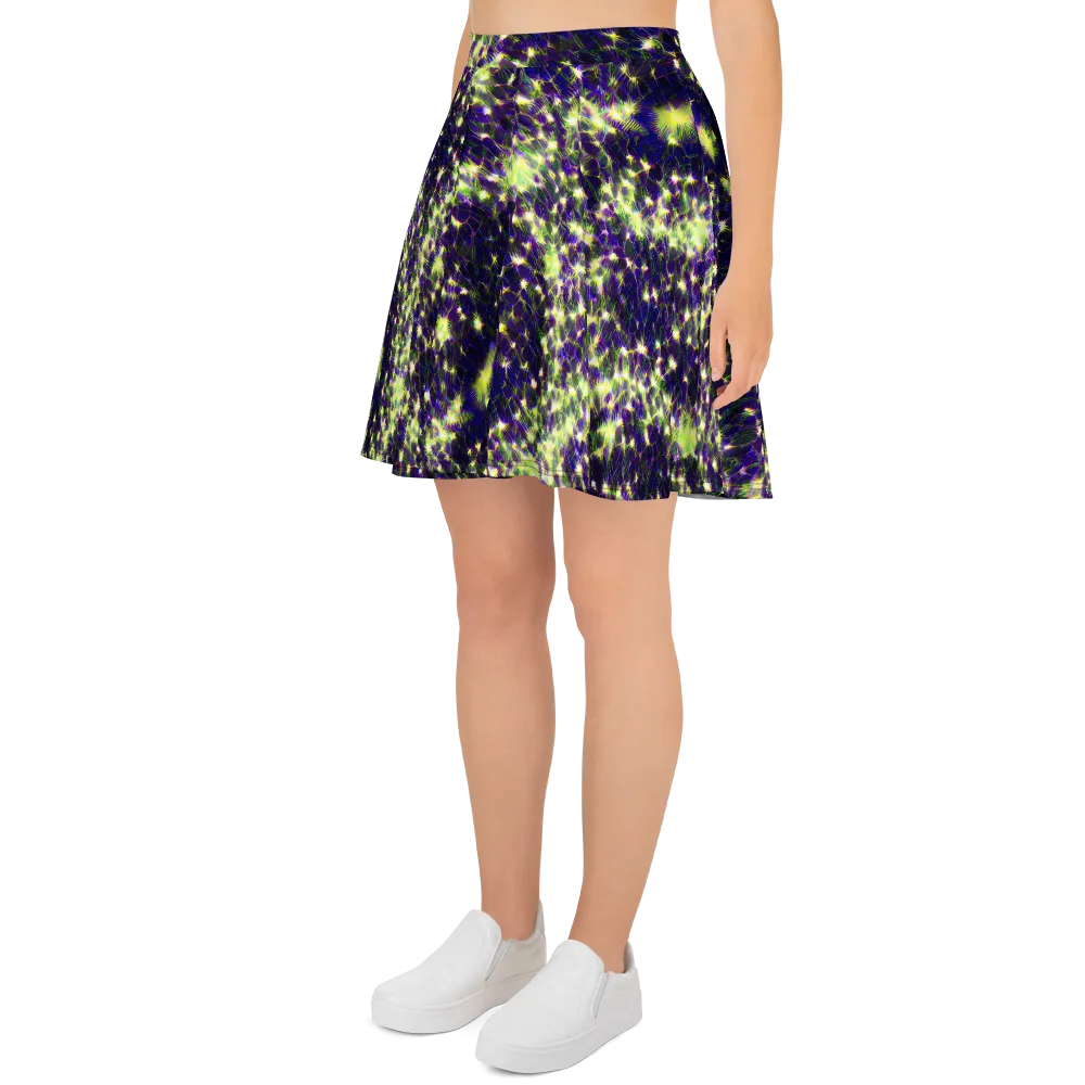 Cosmic Dandelion on Skater Skirt — Left