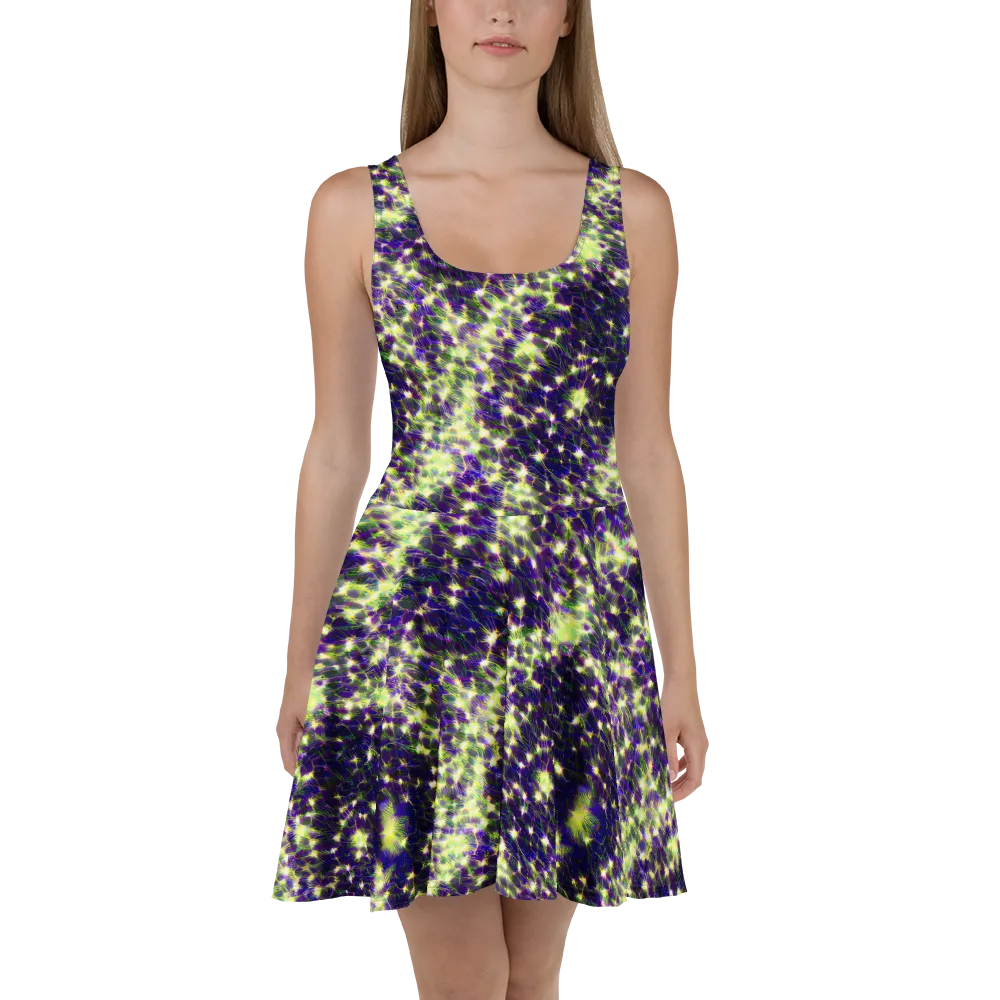 Cosmic Dandelion on Skater Dress — Front