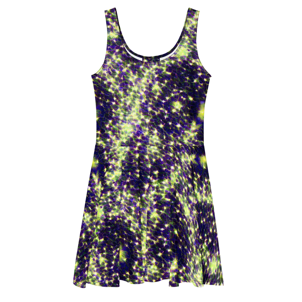 Cosmic Dandelion on Skater Dress — Front