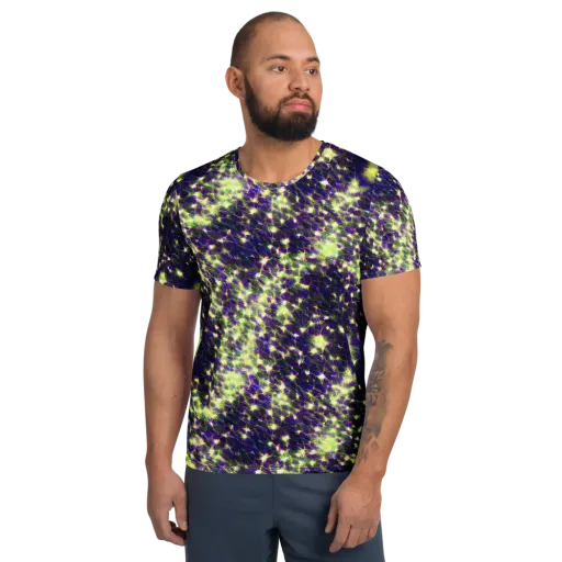 Cosmic Dandelion on a Men's Athletic T-Shirt