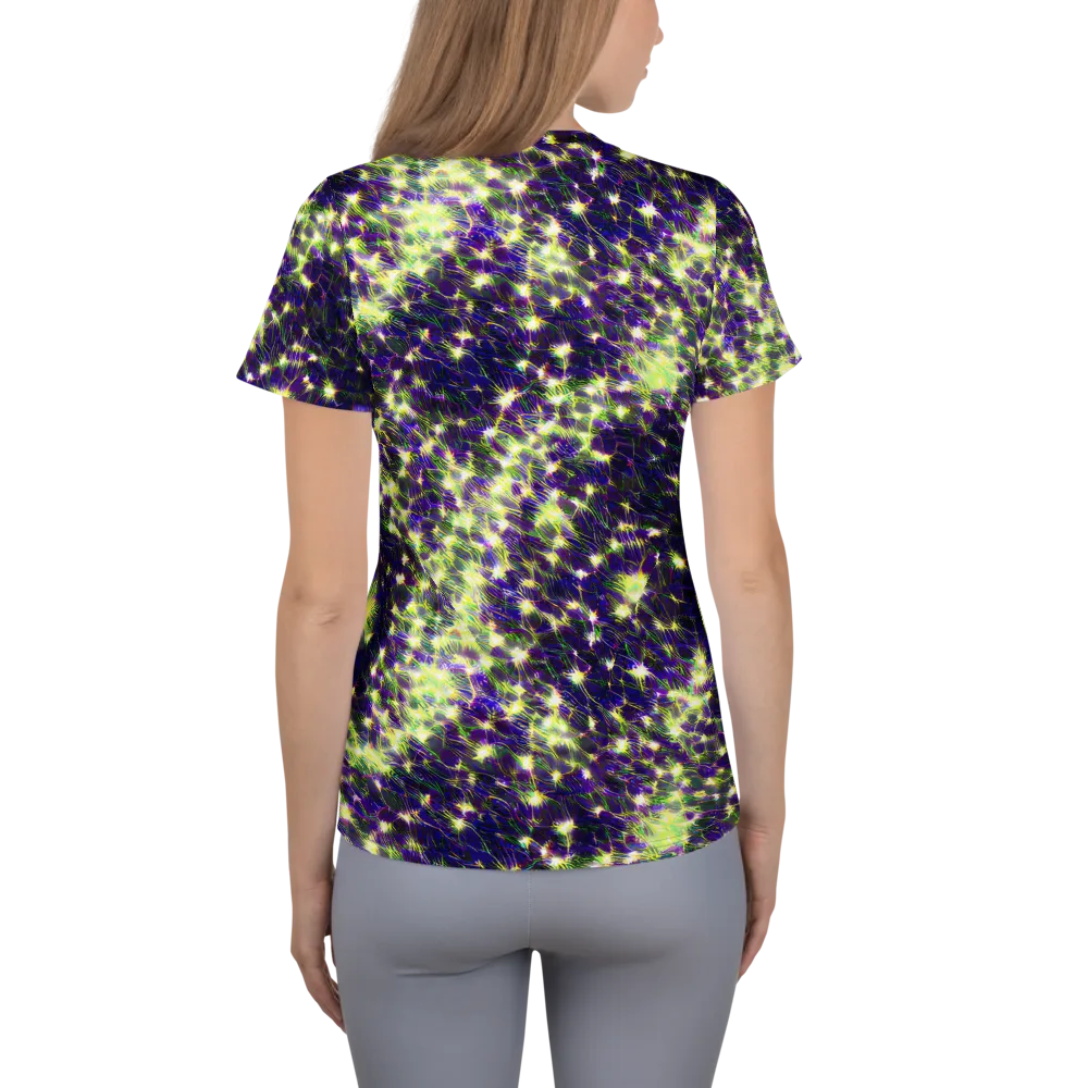 Cosmic Dandelion on Women's Athletic T-Shirt — Back