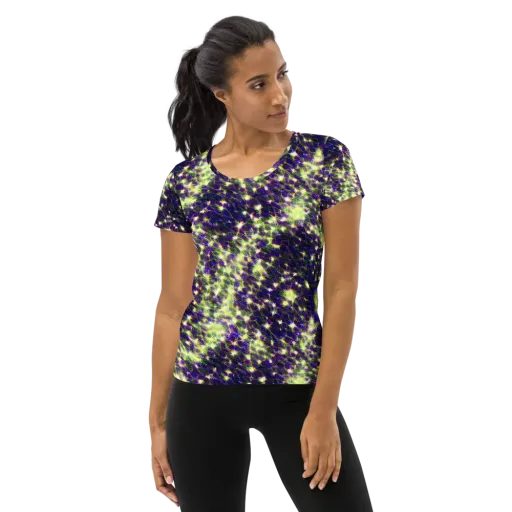 Cosmic Dandelion on a Women's Athletic T-Shirt