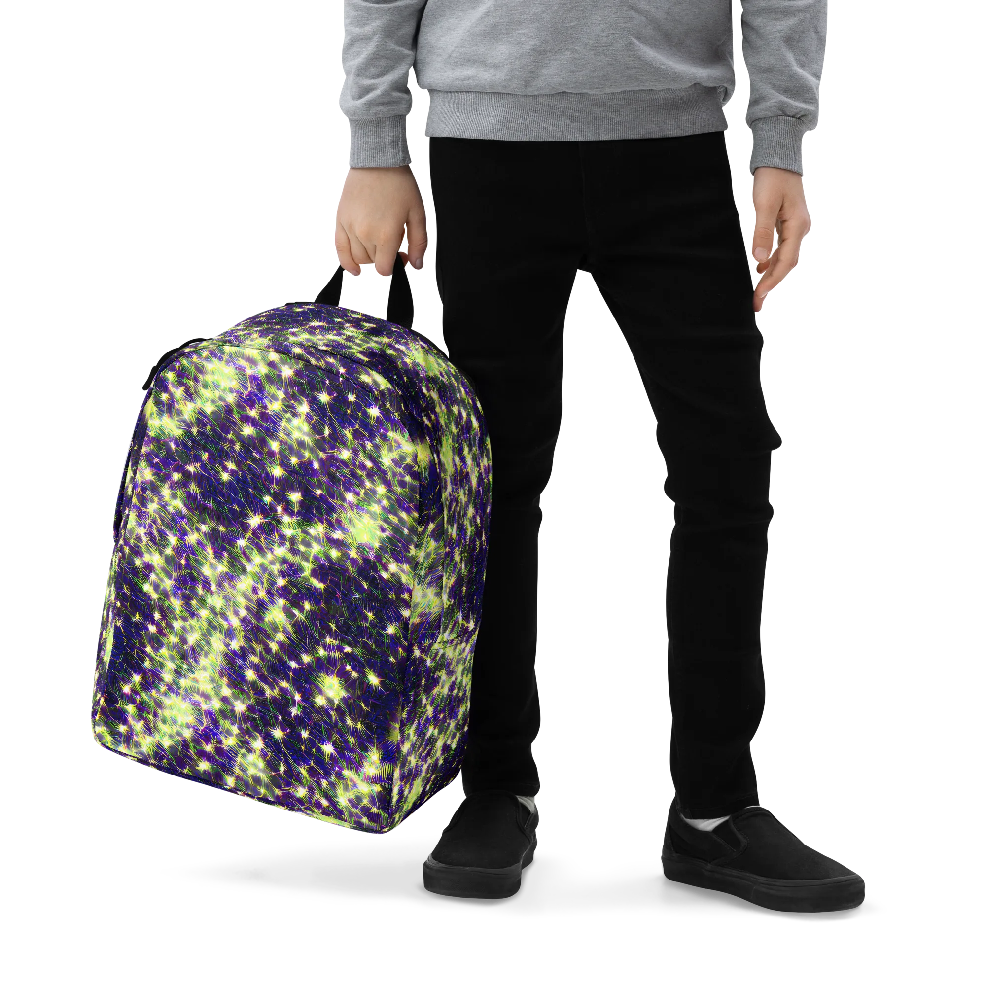 Cosmic Dandelion on Minimalist Backpack — Zoomed-in
