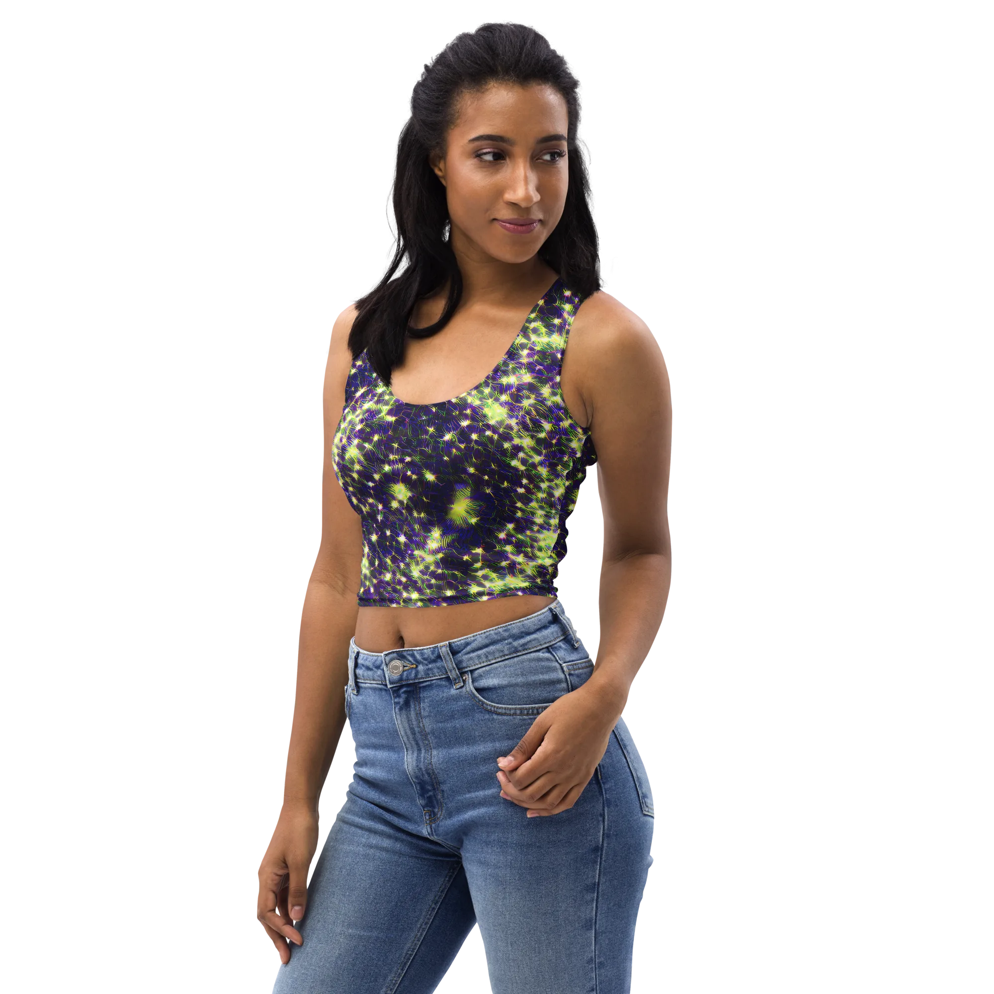 Cosmic Dandelion on Crop Top — Left Front