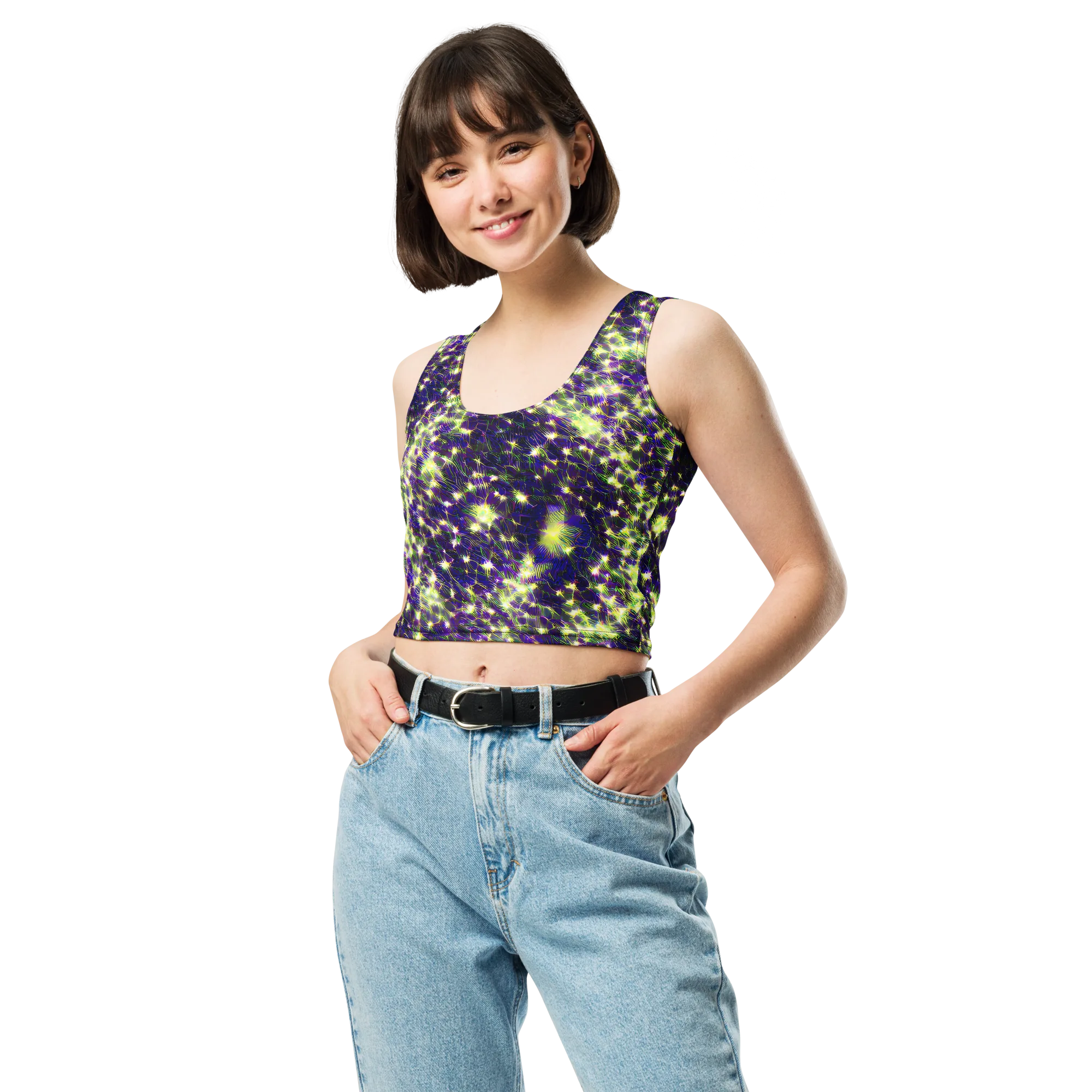 Cosmic Dandelion on Crop Top — Front