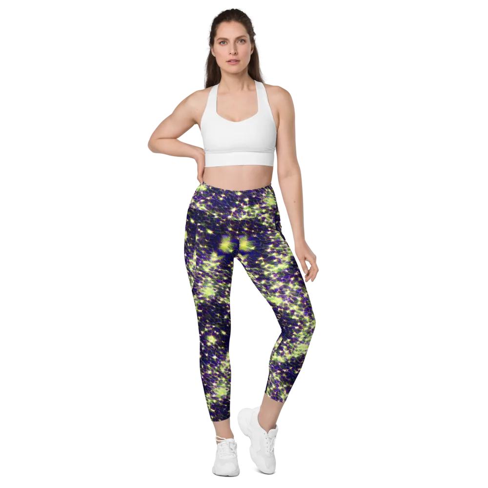 Cosmic Dandelion on Leggings with Pockets — Front