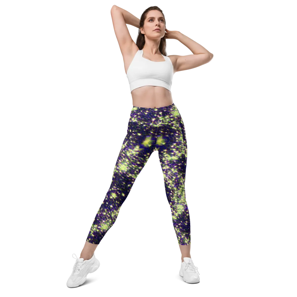Cosmic Dandelion on Leggings with Pockets — Front