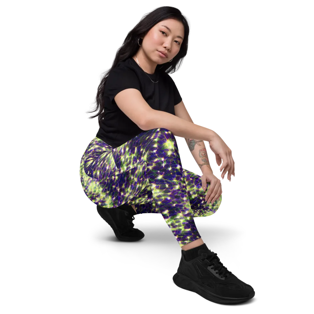 Cosmic Dandelion on Leggings with Pockets — Right Front