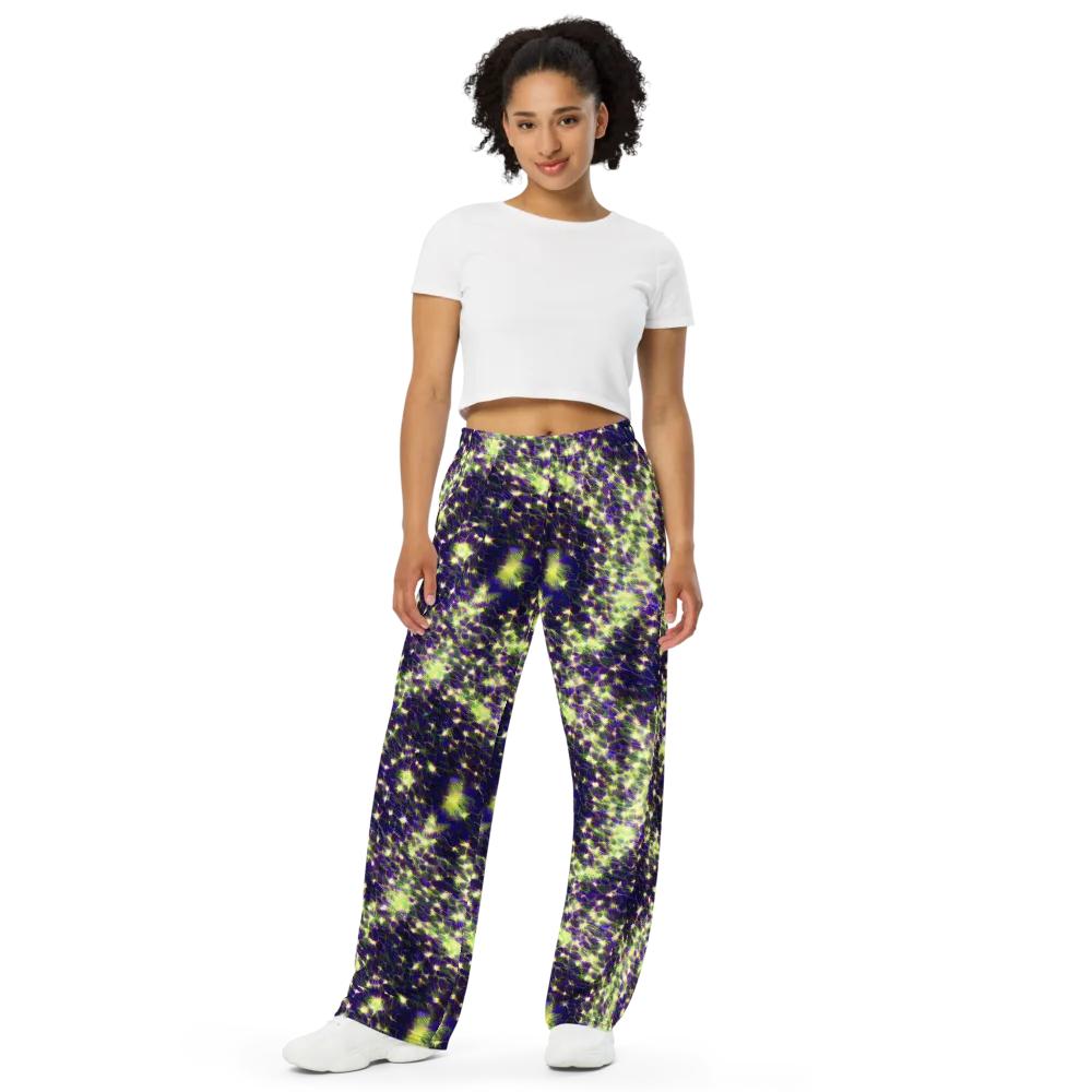 Cosmic Dandelion on Wide-Leg Pants — Front