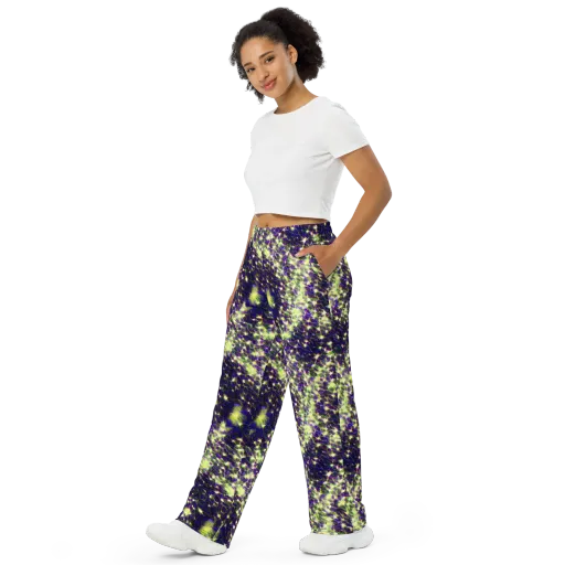Cosmic Dandelion on a Wide-Leg Pants