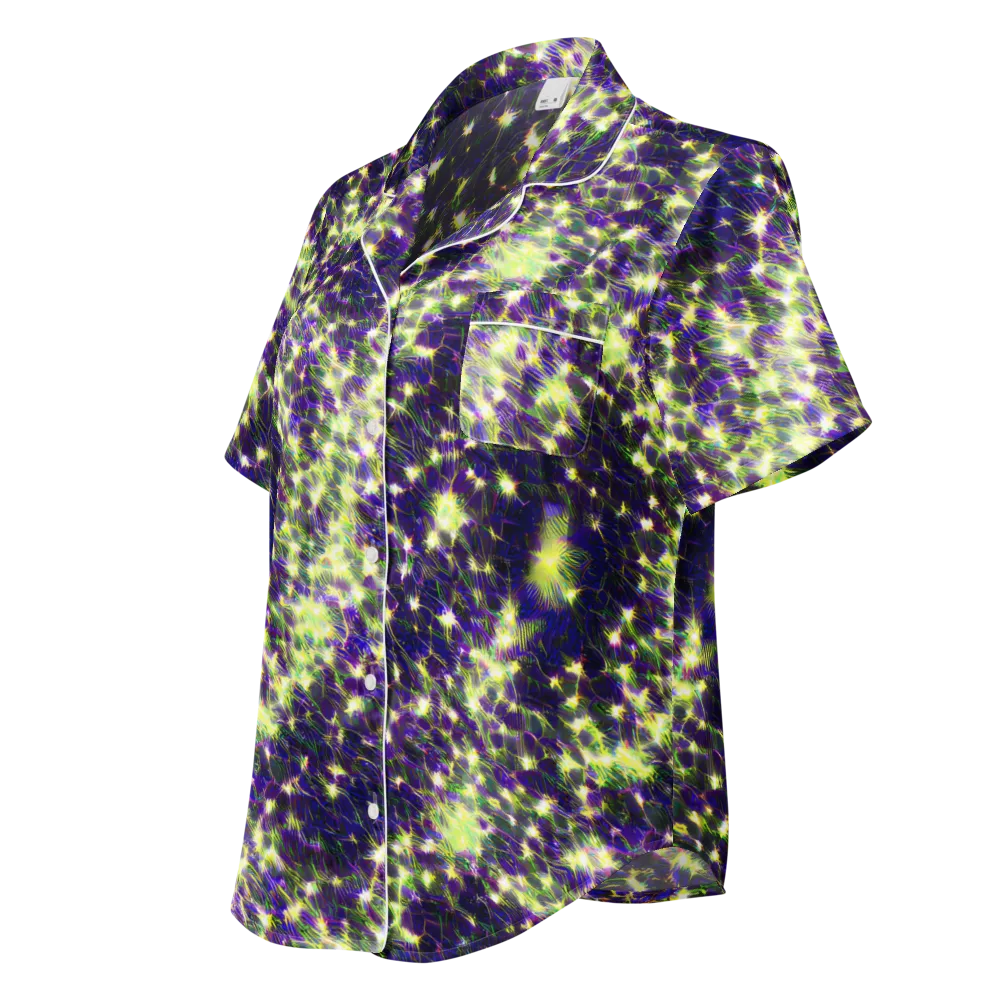 Cosmic Dandelion on Women's Short Sleeve Pajama Top — Left Front
