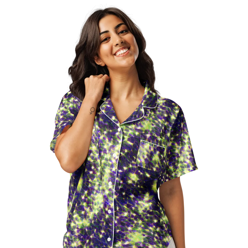 Cosmic Dandelion on Women's Short Sleeve Pajama Top — Front