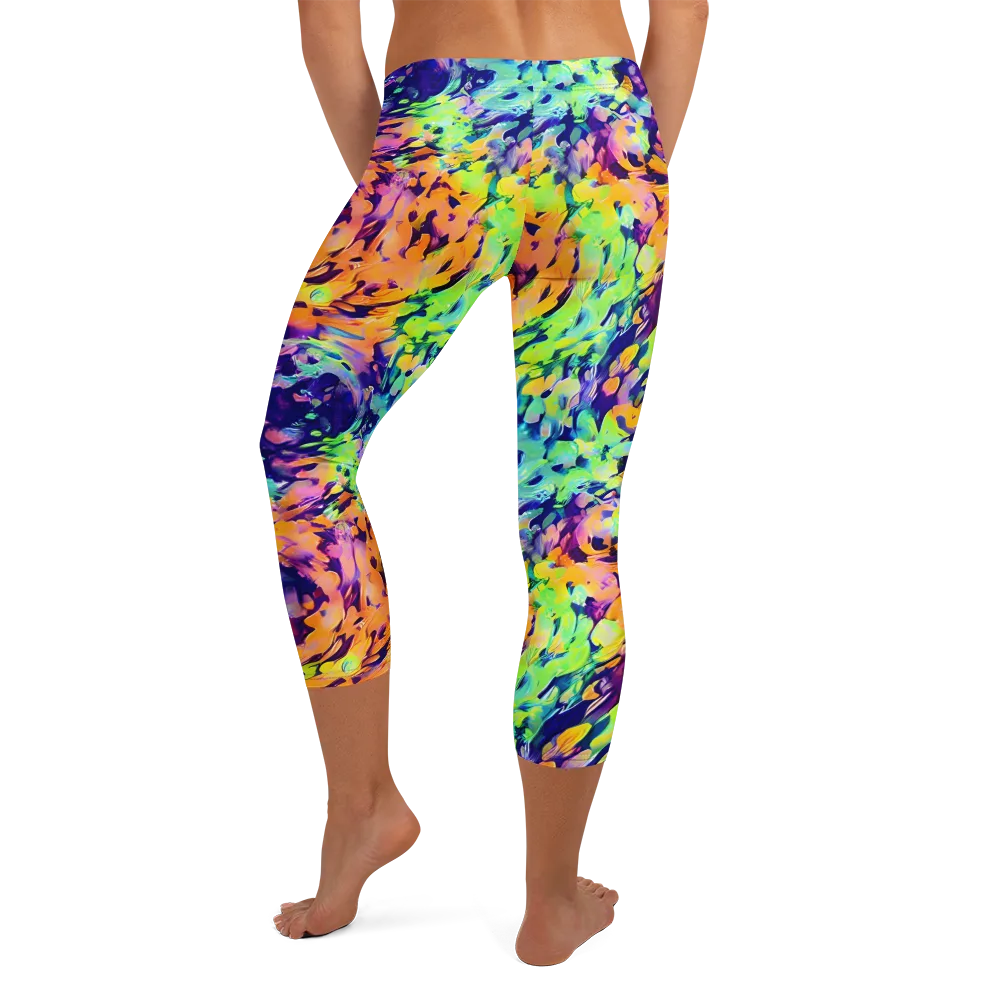 Acid Sunset on Capri Leggings — Back