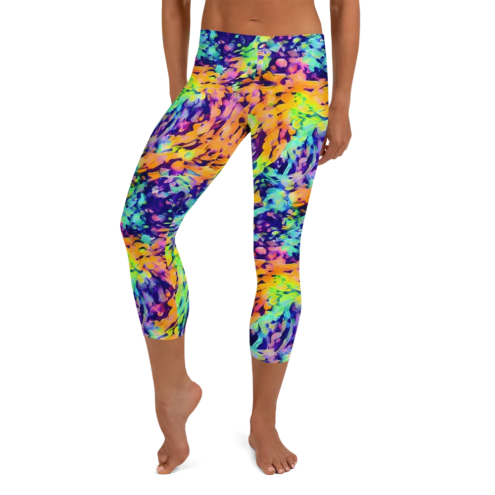 Acid Sunset on Capri Leggings — Front