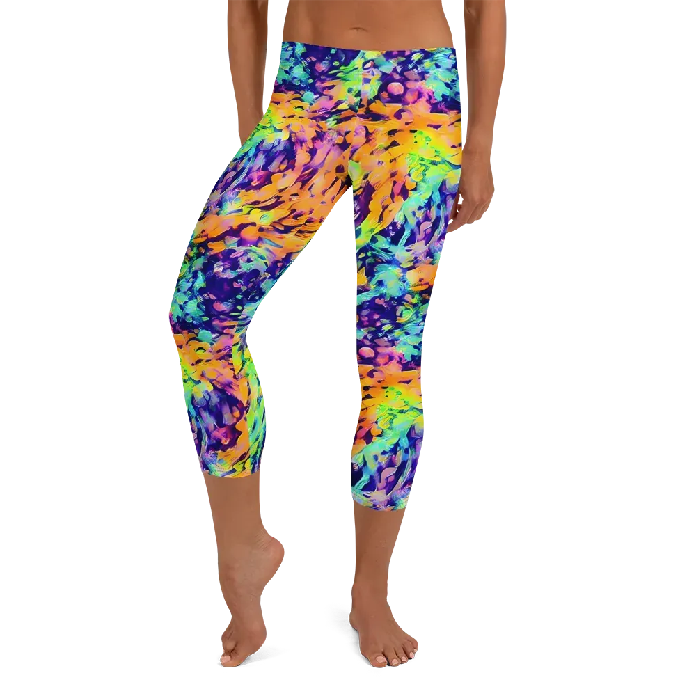 Acid Sunset on Capri Leggings — Front