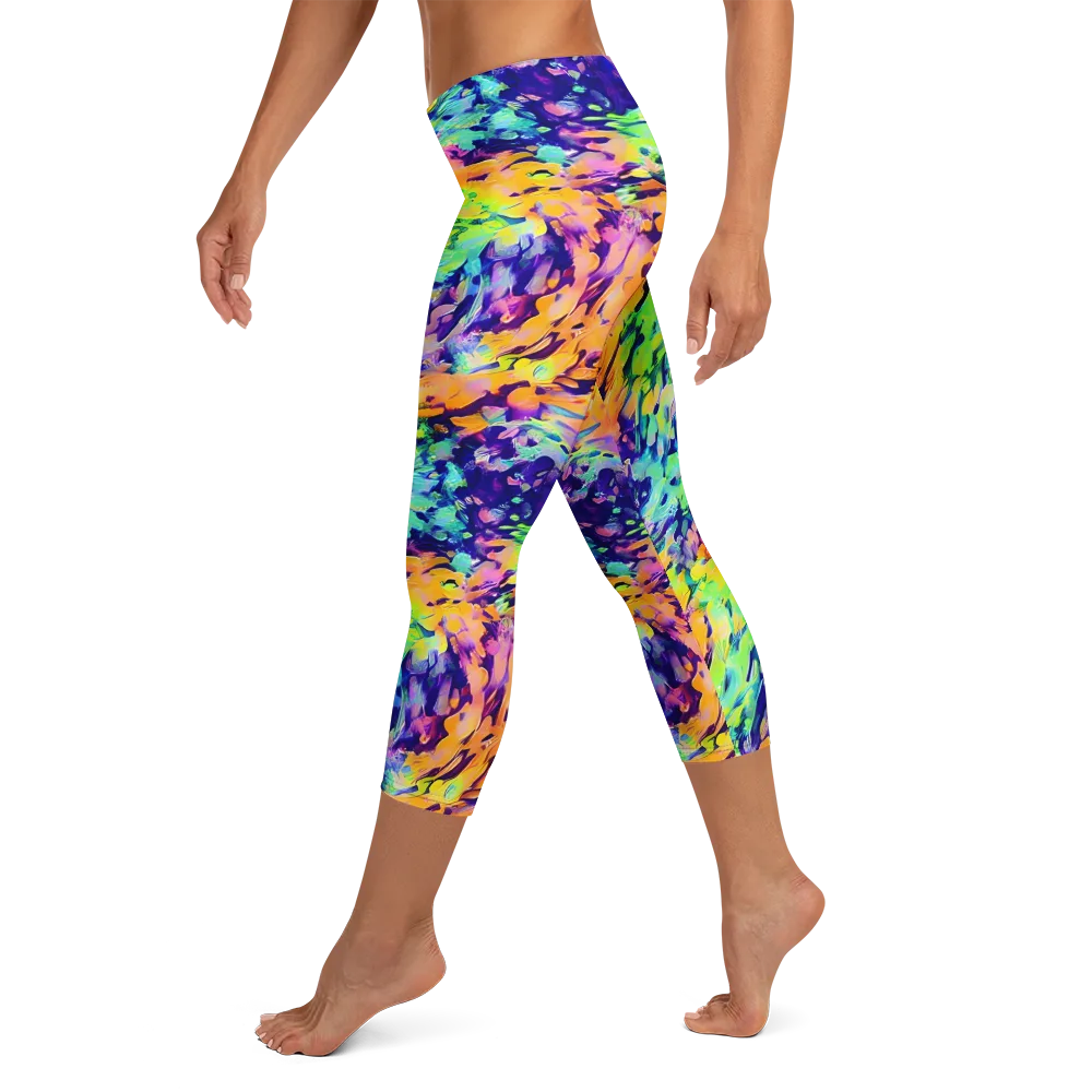 Acid Sunset on Capri Leggings — Left