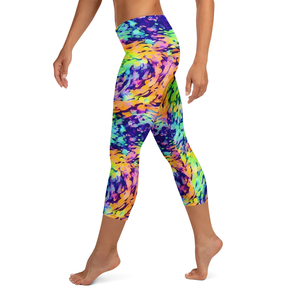 Acid Sunset on Capri Leggings — Left
