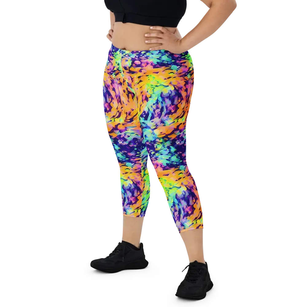 Acid Sunset on Capri Leggings — Front