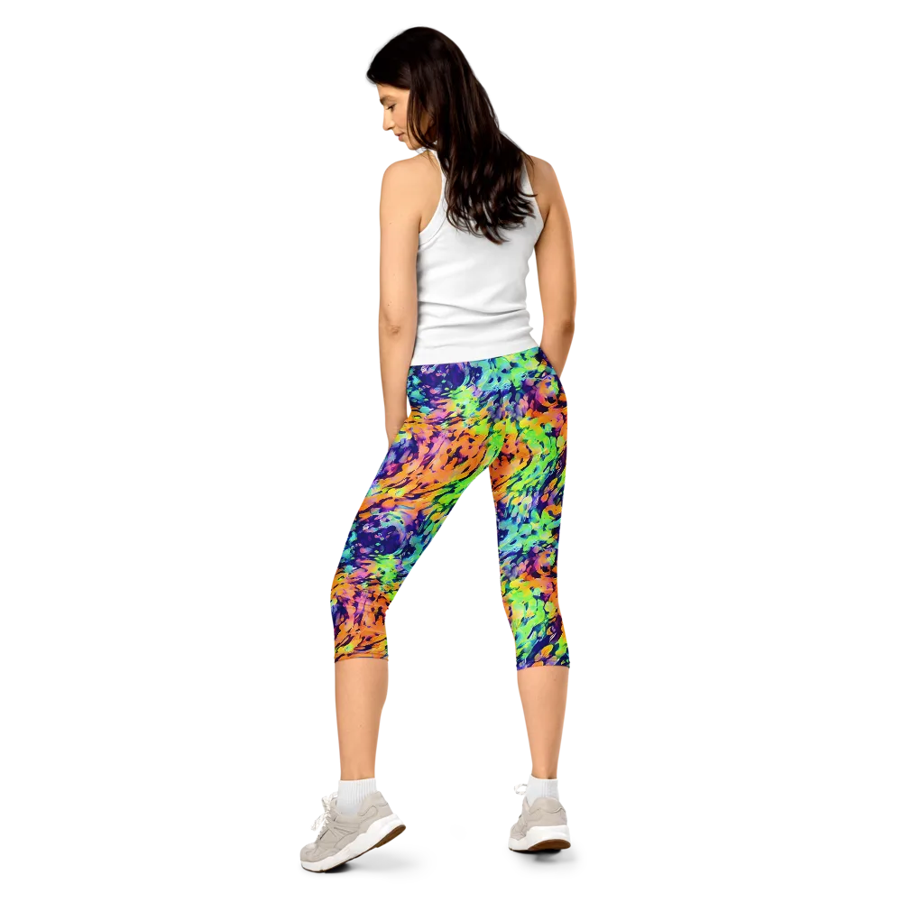 Acid Sunset on Capri Leggings — Back