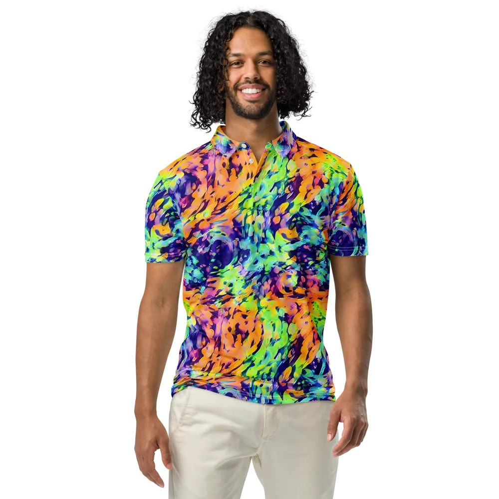 Acid Sunset on Men's Slim Fit Polo Shirt — Front