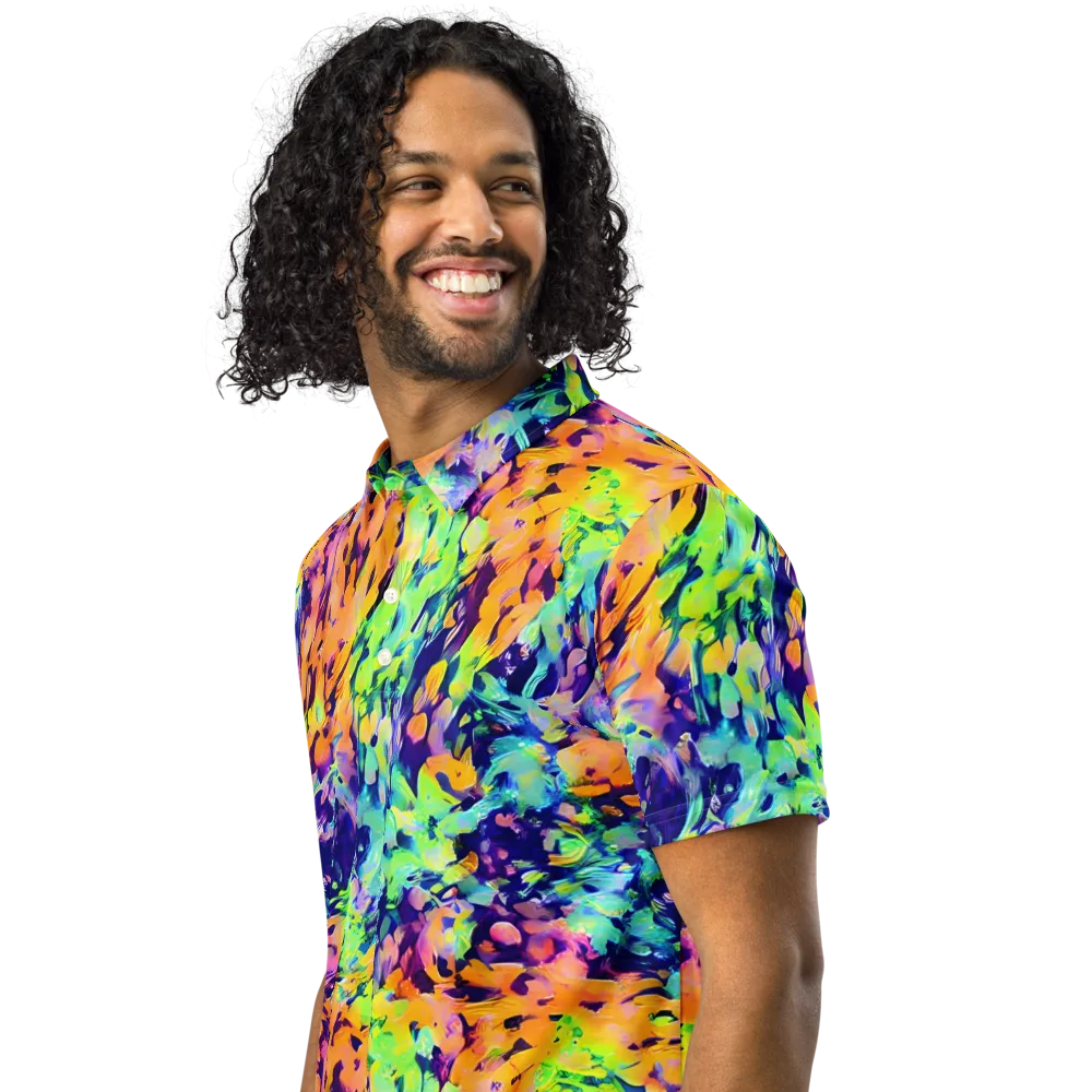 Acid Sunset on Men's Slim Fit Polo Shirt — Left Front