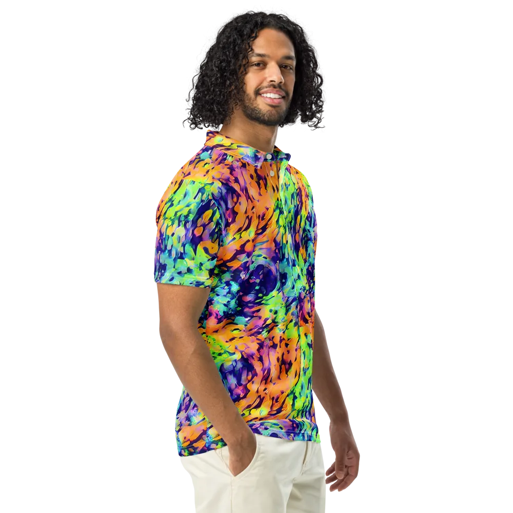 Acid Sunset on Men's Slim Fit Polo Shirt — Right Front