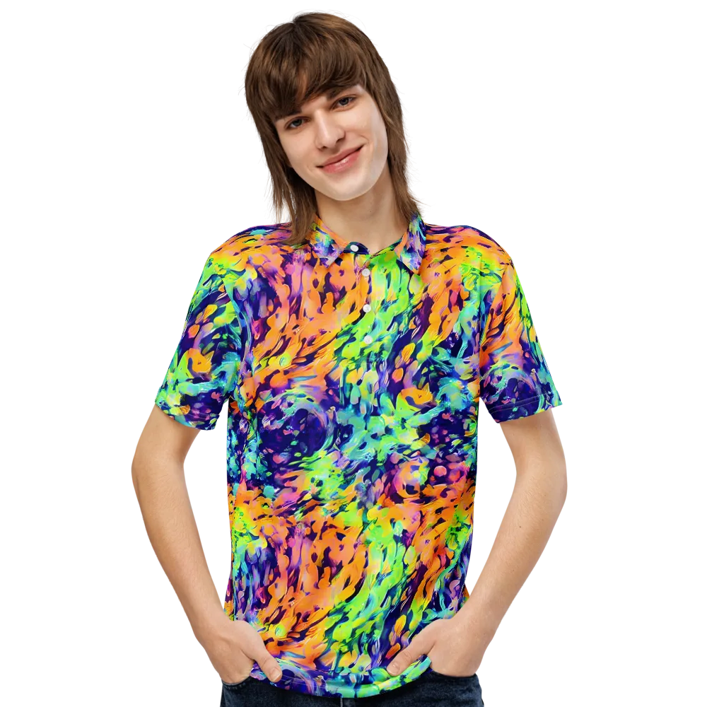 Acid Sunset on Men's Slim Fit Polo Shirt — Front