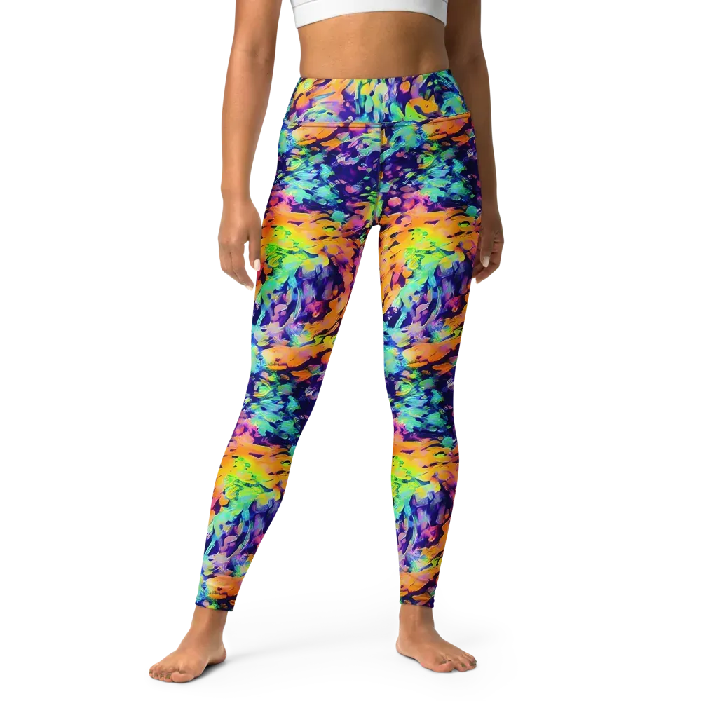 Acid Sunset on Yoga Leggings — Front