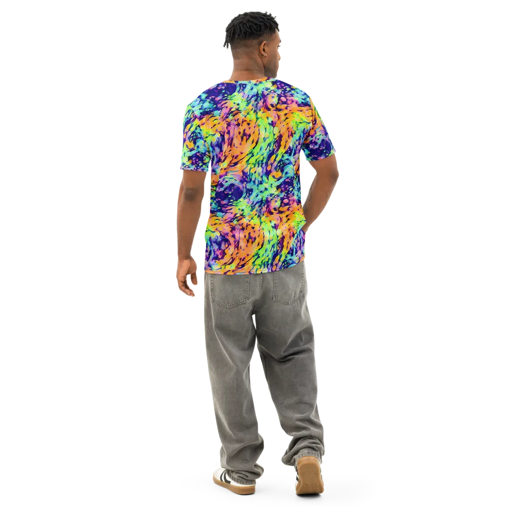 Acid Sunset on Men's Cotton Crew Neck T-Shirt — Back