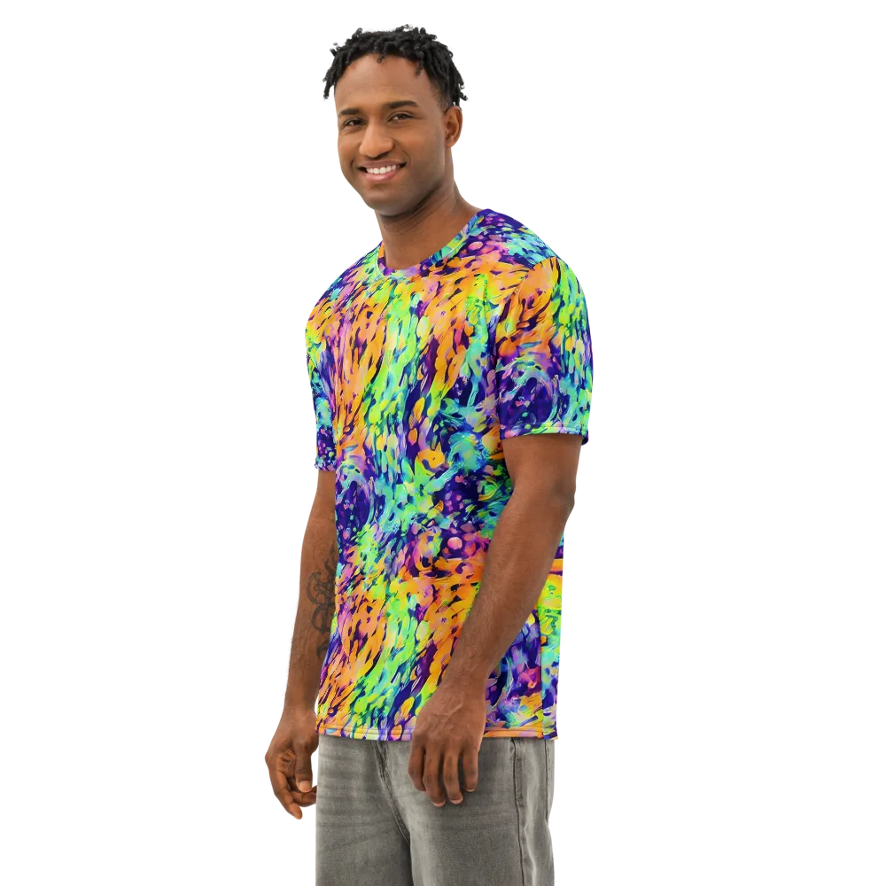 Acid Sunset on Men's Cotton Crew Neck T-Shirt — Left Front