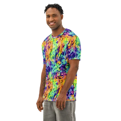 Acid Sunset on a Men's Cotton Crew Neck T-Shirt