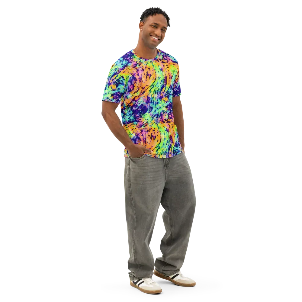 Acid Sunset on Men's Cotton Crew Neck T-Shirt — Right Front