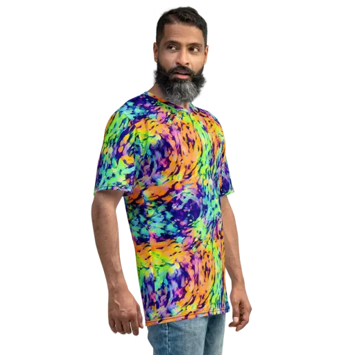 Acid Sunset on a Men's Crew Neck T-Shirt