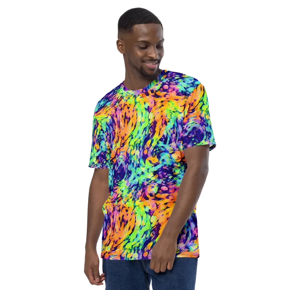 Acid Sunset on Men's Crew Neck T-Shirt — Left