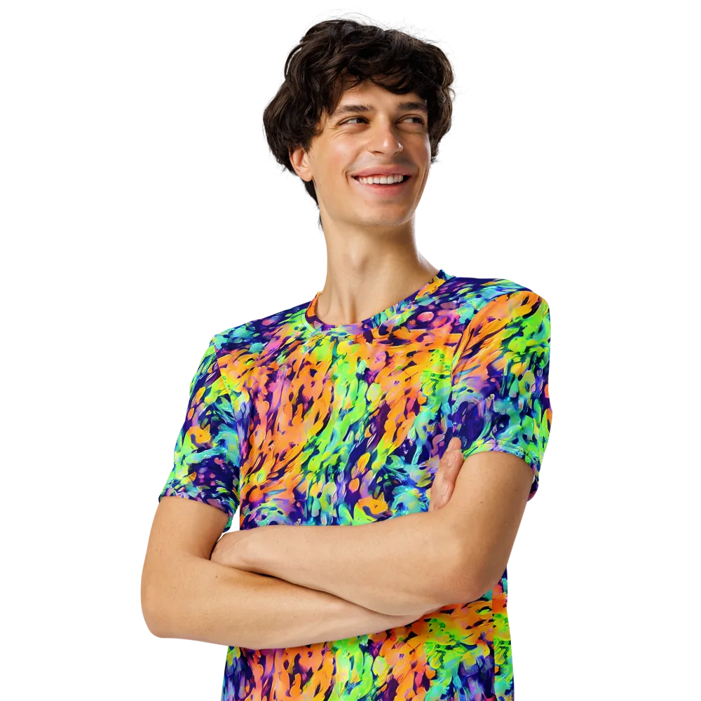 Acid Sunset on Men's Crew Neck T-Shirt — Left Front