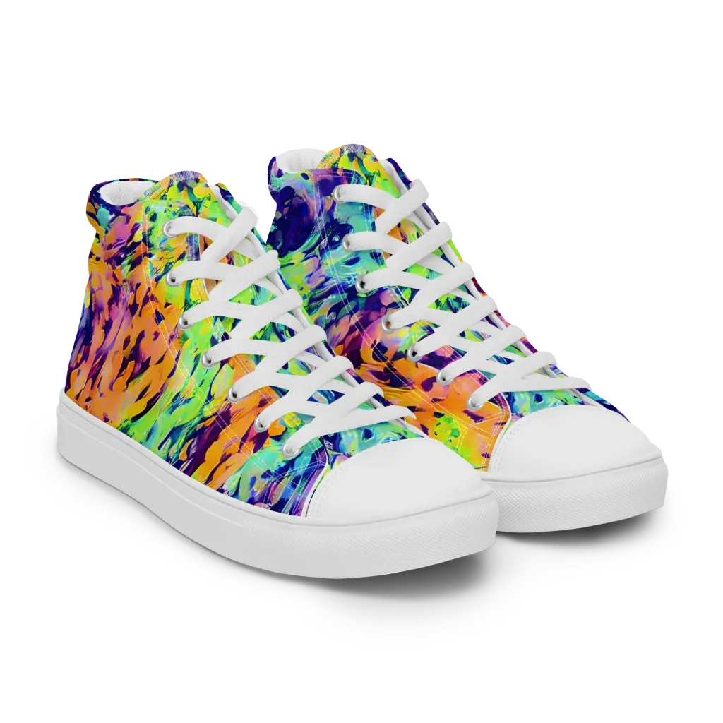 Acid Sunset on Men's High Top Canvas Shoes — Right Front