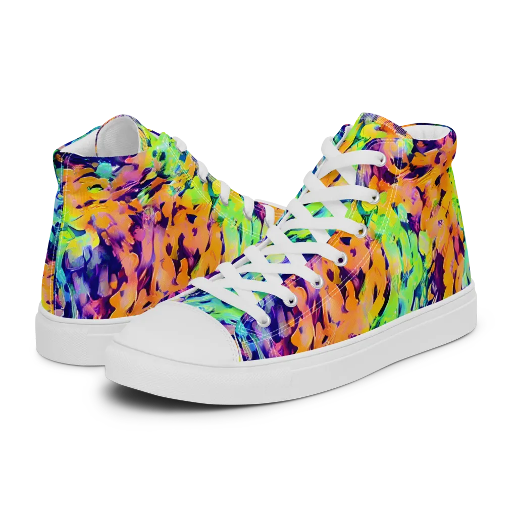 Acid Sunset on Men's High Top Canvas Shoes — Left