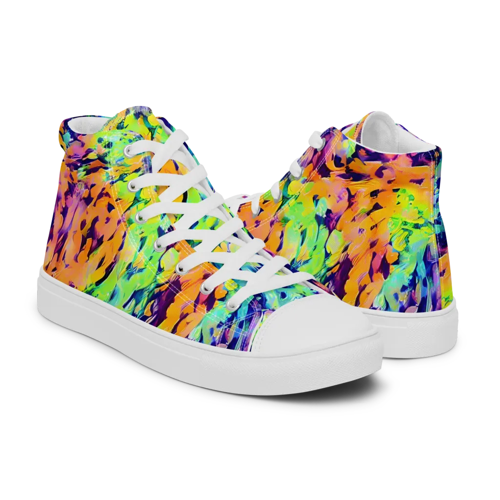 Acid Sunset on Men's High Top Canvas Shoes — Right