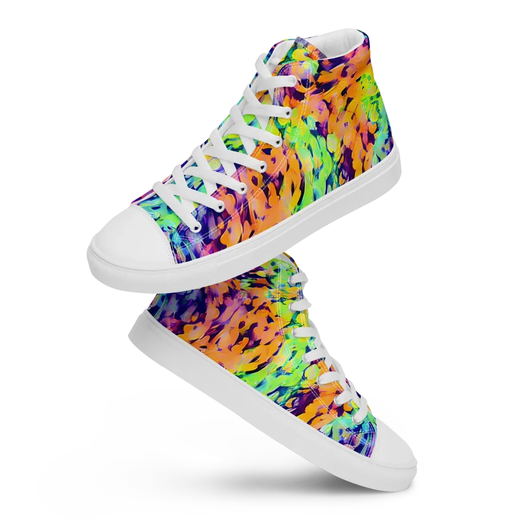 Acid Sunset on Men's High Top Canvas Shoes — Front