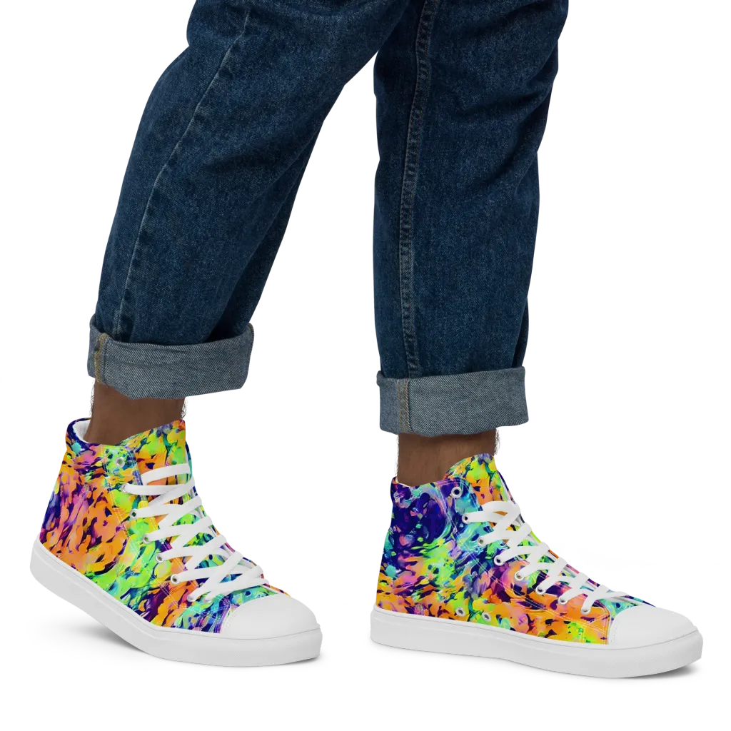 Acid Sunset on Men's High Top Canvas Shoes — Right