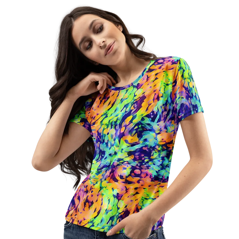 Acid Sunset on Women's Crew Neck T-Shirt — Left Front