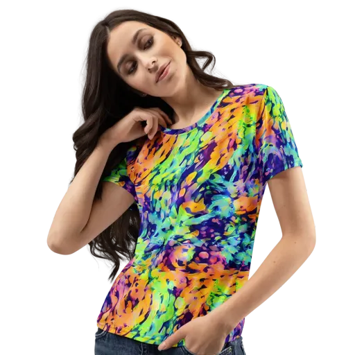 Acid Sunset on a Women's Crew Neck T-Shirt