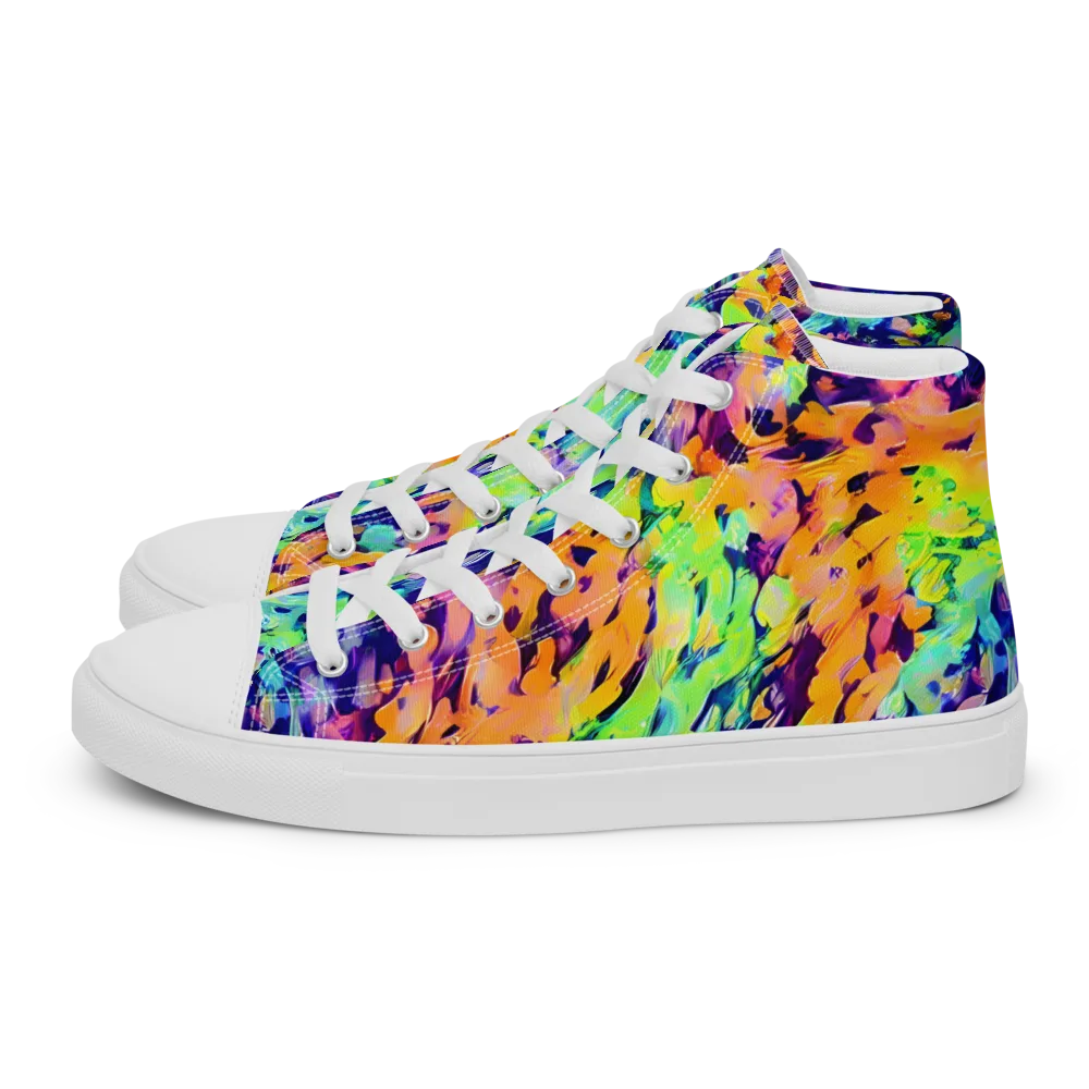 Acid Sunset on Women's High Top Canvas Shoes — Left